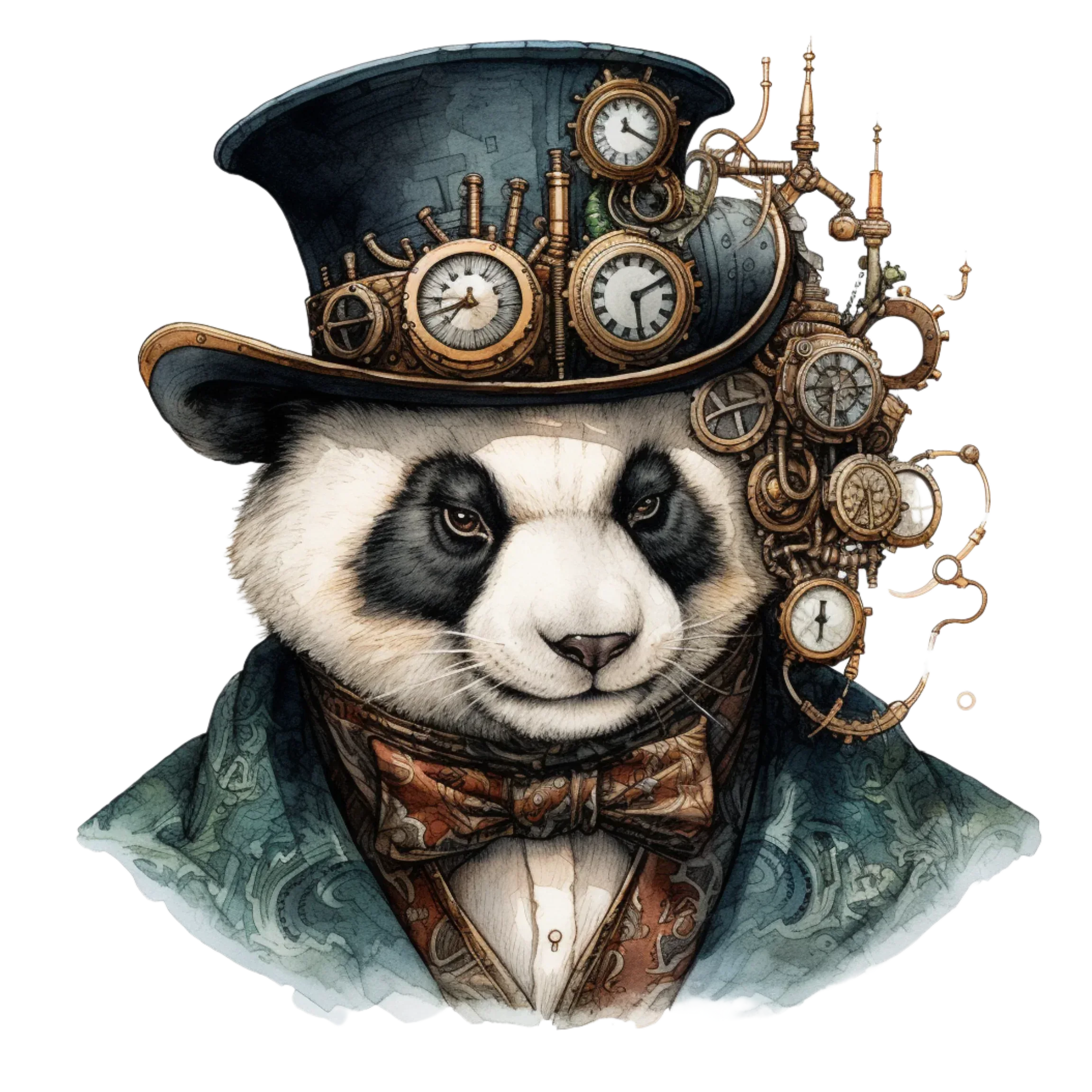 Wandbild Panda 2 Steampunk Kunstdruck auf Leinwand direkt zum Aufhängen | Wandbild Galerie
