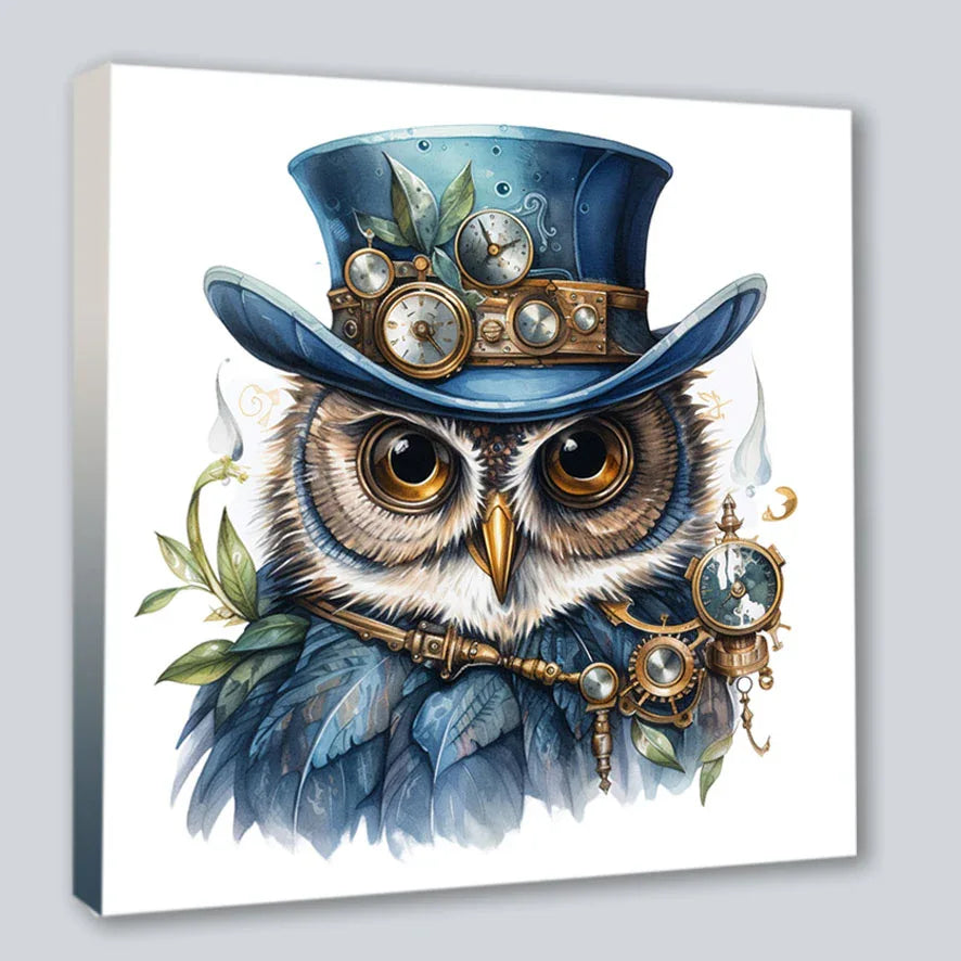 Wandbild Eule 15 Steampunk Kunstdruck auf Leinwand | Wandbild Galerie