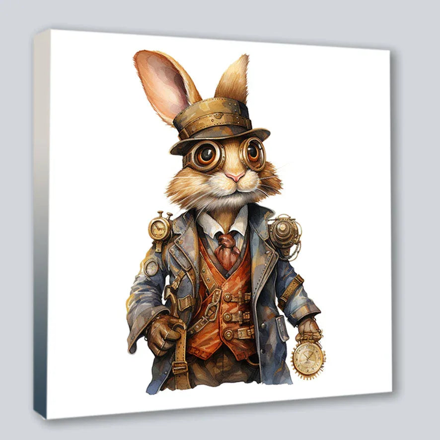 Wandbild Hase 15 Steampunk Stil Kunstdruck auf Leinwand | Wandbild Galerie