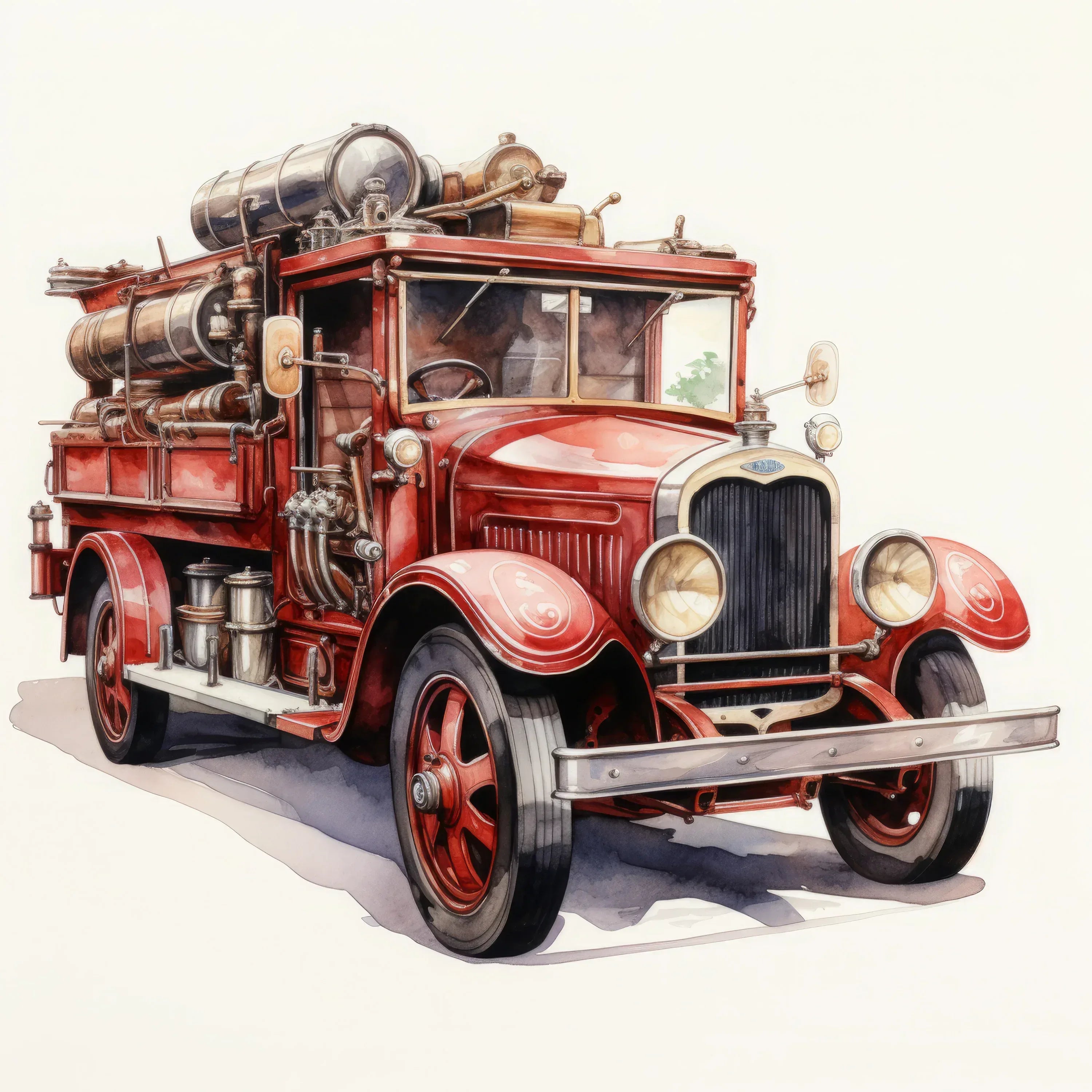 Wandbild Feuerwehr Fahrzeug historisch Kunstdruck auf Leinwand direkt zum Aufhängen | Wandbild Galerie