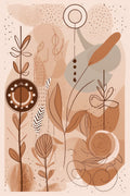 Wandbild Boho Art Linienpflanzen Feder Spiralen Beige Terrakotta Kunstdruck auf Leinwand