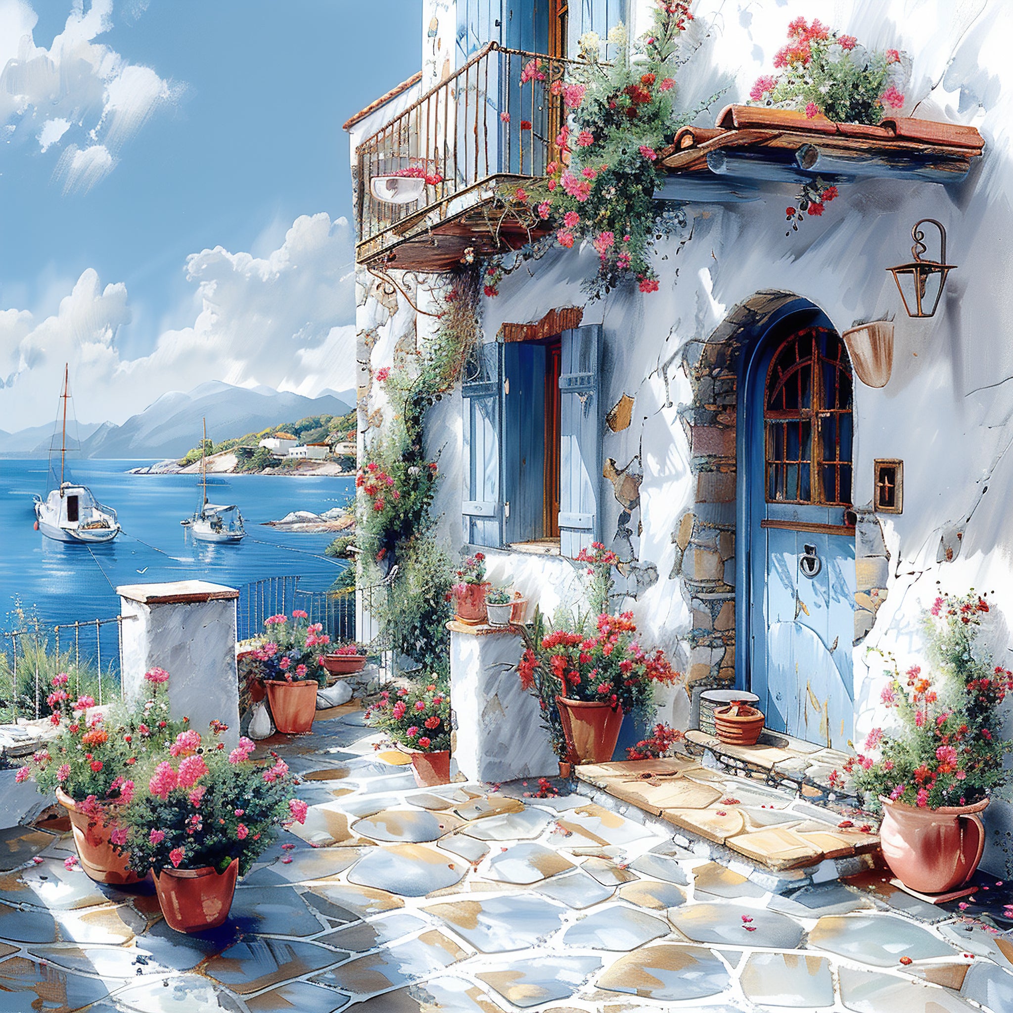 Mediterrane Küste 16 Landschaft Wandbild  Kunstdruck auf Leinwand