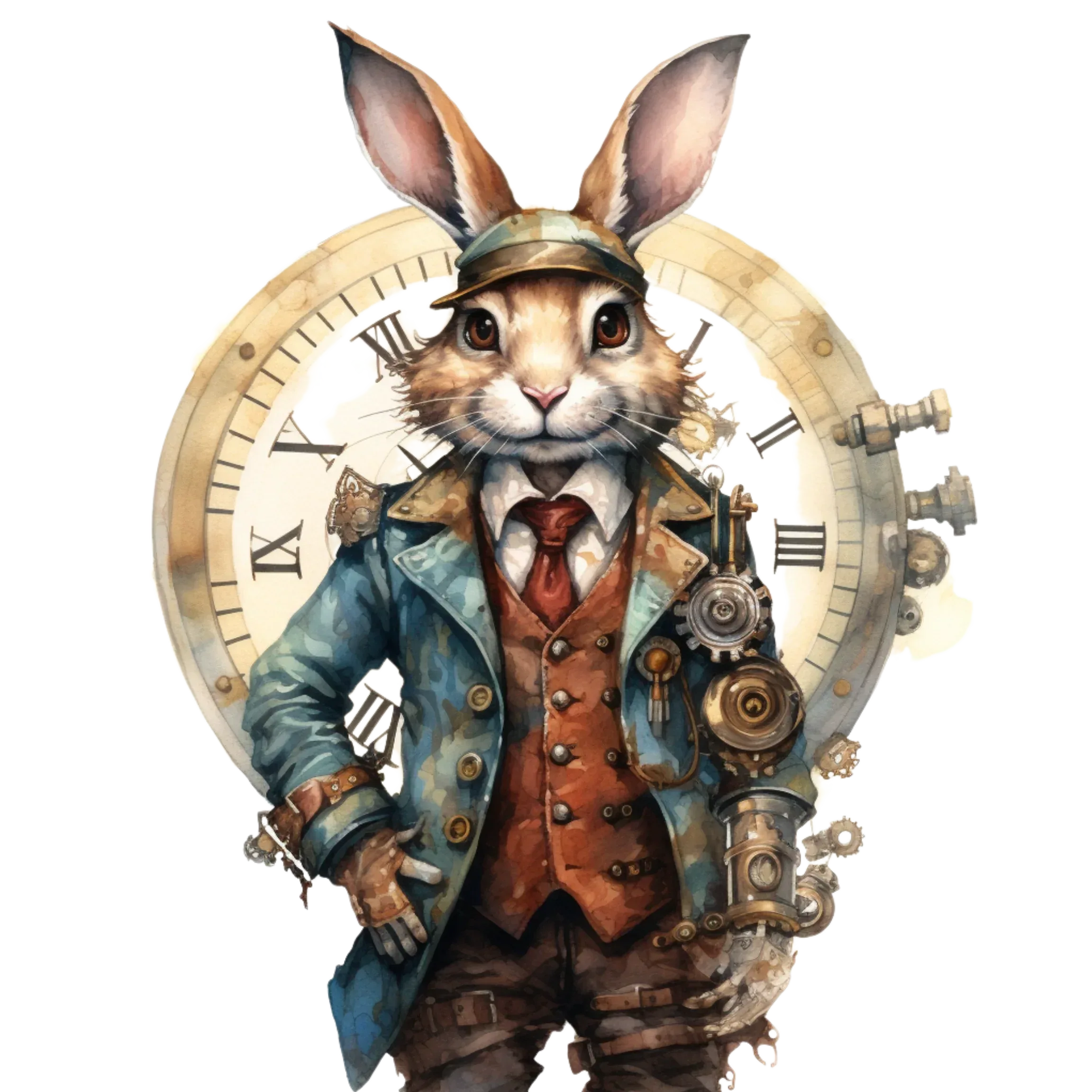 Wandbild Steampunkhasen Kunstdruck auf Leinwand direkt zum Aufhängen | Wandbild Galerie