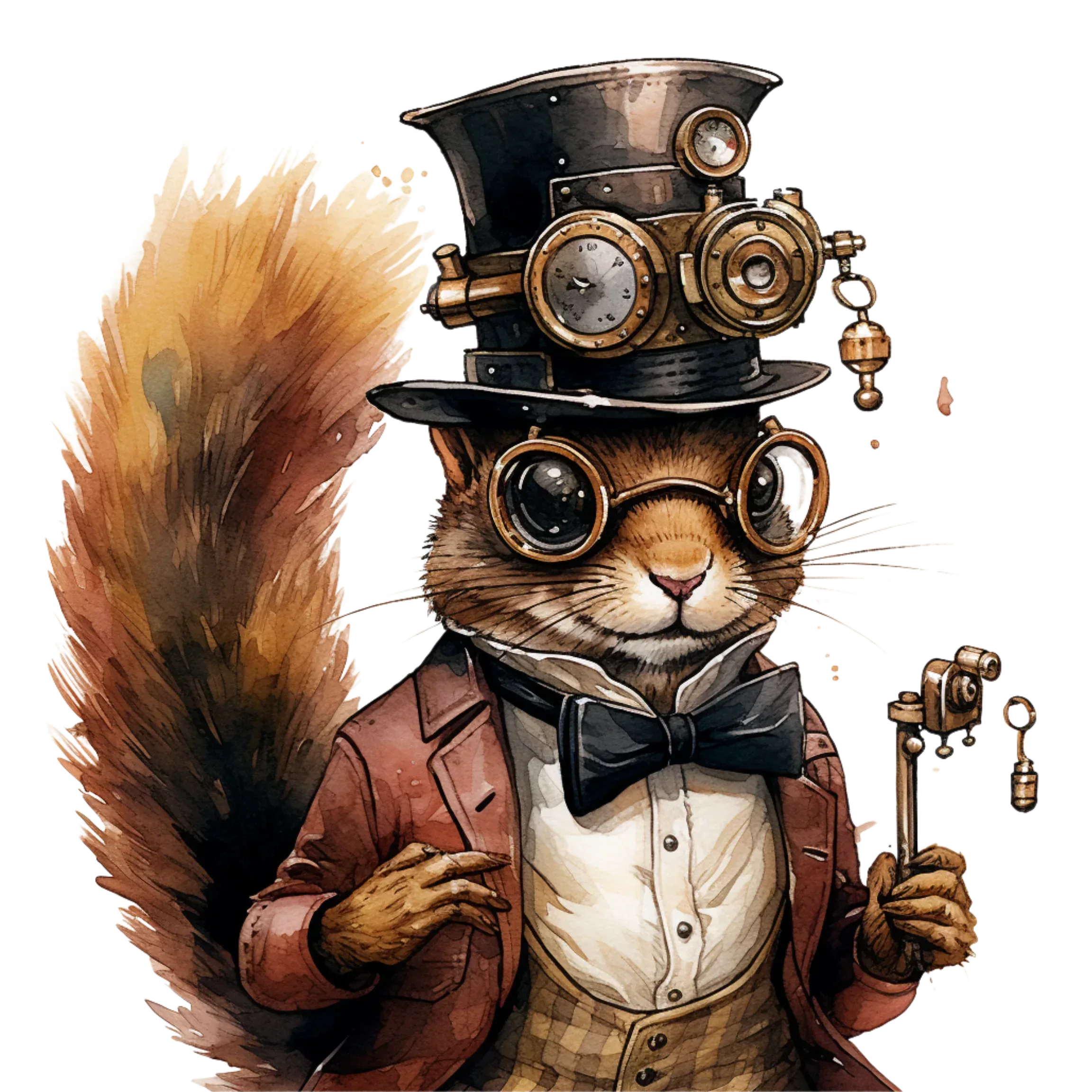 Wandbild Eichhörnchen Steampunk 2 Kunstdruck auf Leinwand direkt zum Aufhängen | Wandbild Galerie