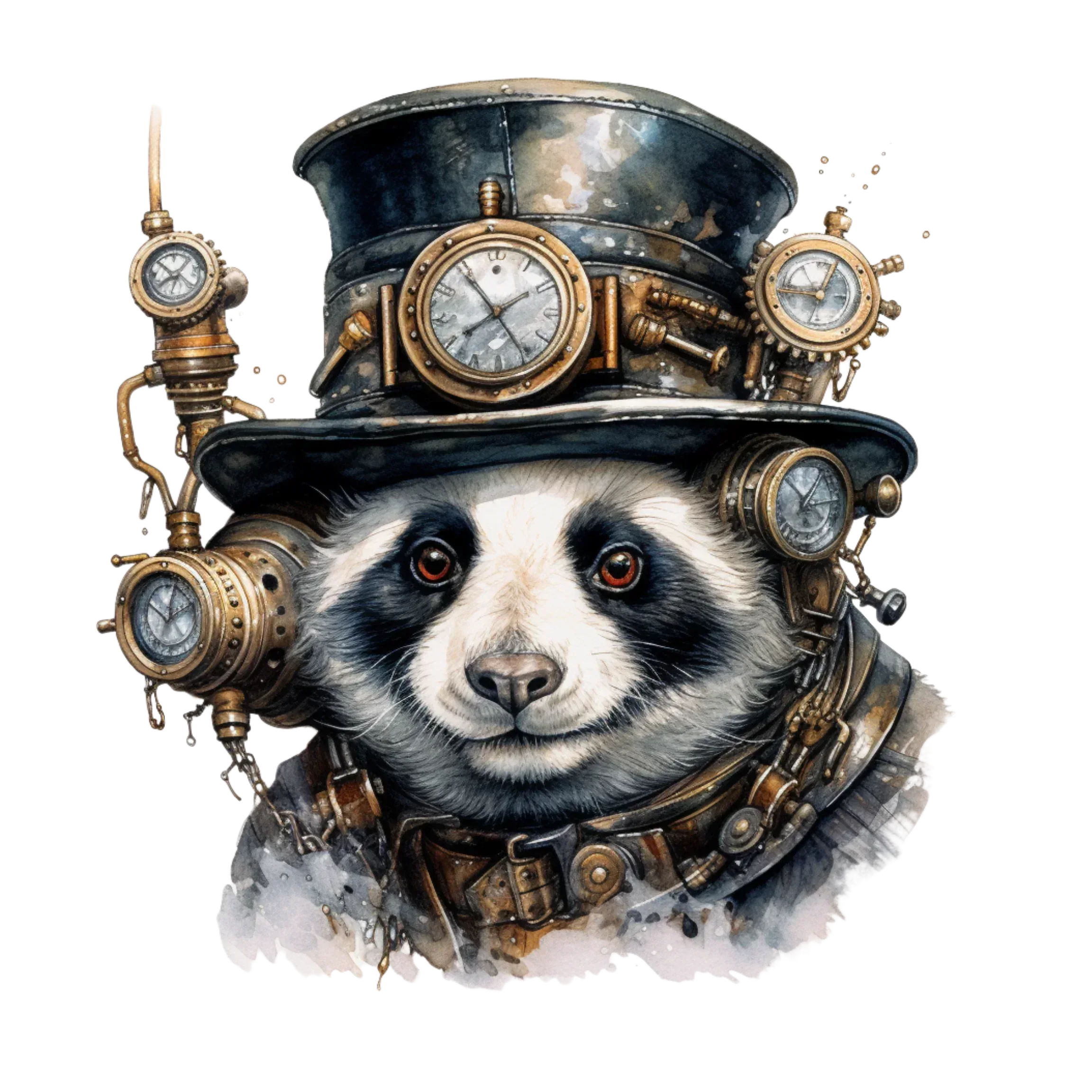 Wandbild Panda 2 Steampunk Kunstdruck auf Leinwand direkt zum Aufhängen | Wandbild Galerie