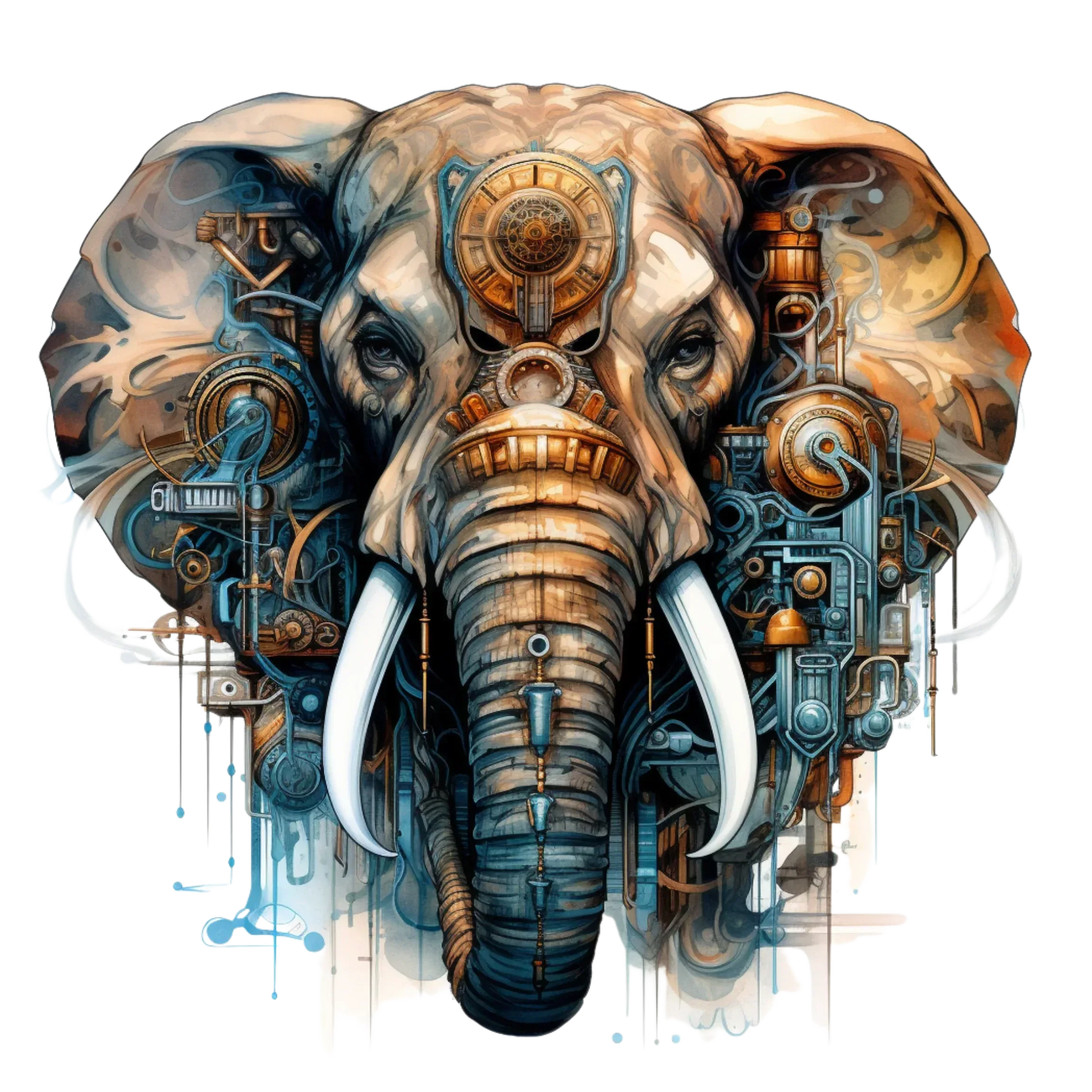 Wandbild Elefant Steampunk 2 Kunstdruck auf Leinwand direkt zum Aufhängen | Wandbild Galerie