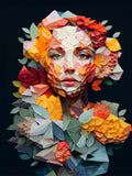 Wandbild Blumenfrau Paper Art Kunstdruck auf Leinwand