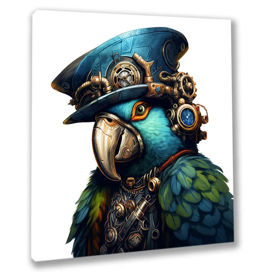 Wandbild Papagei Steampunk 16 Kunstdruck auf Leinwand direkt zum Aufhängen | Wandbild Galerie