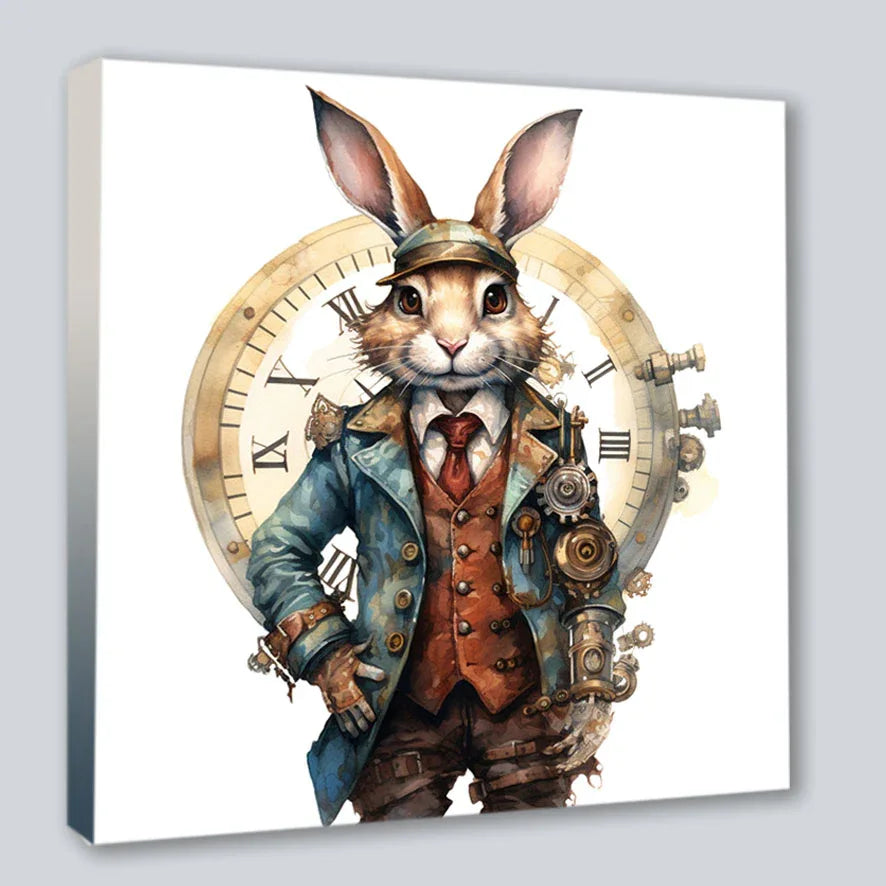 Wandbild Hase 16 Steampunk Stil Kunstdruck auf Leinwand | Wandbild Galerie