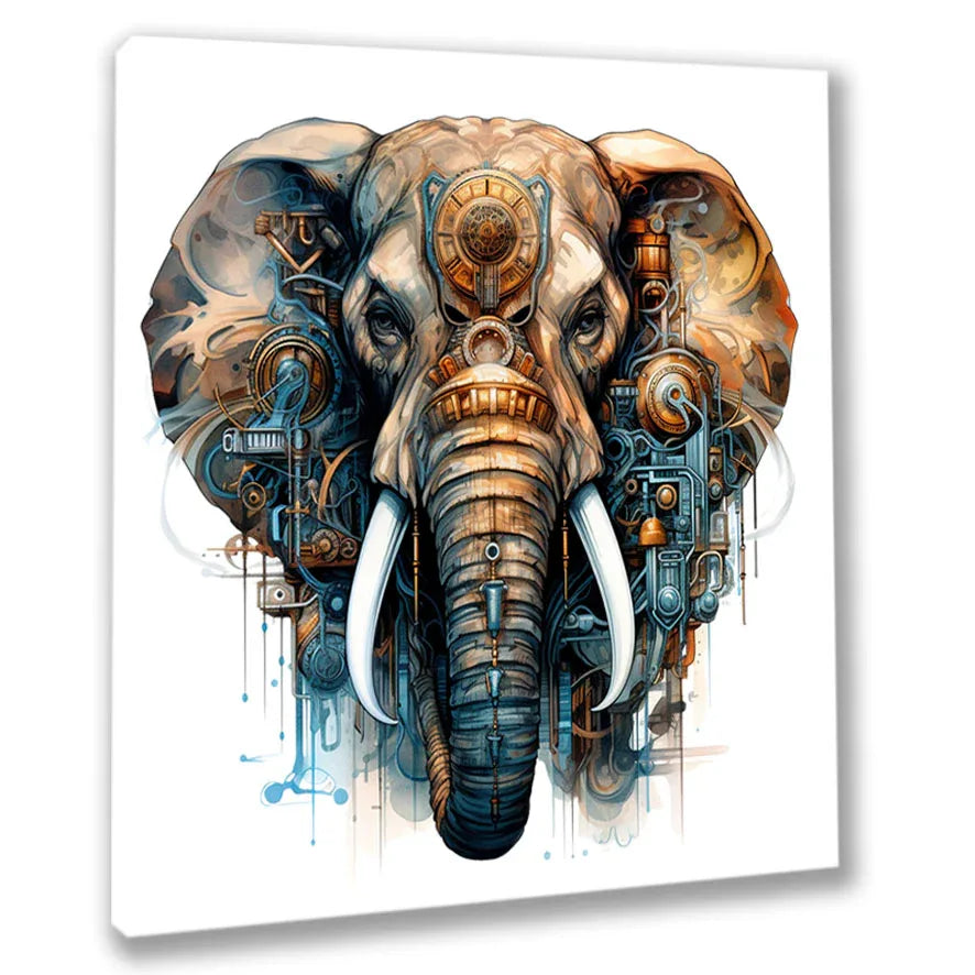 Wandbild Elefant 16 Steampunk Kunstdruck auf Leinwand direkt zum Aufhängen | Wandbild Galerie