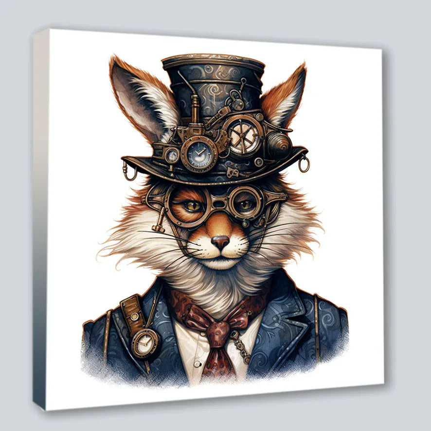 Wandbild Fuchs Reineke 16 Steampunk Kunstdruck auf Leinwand | Wandbild Galerie