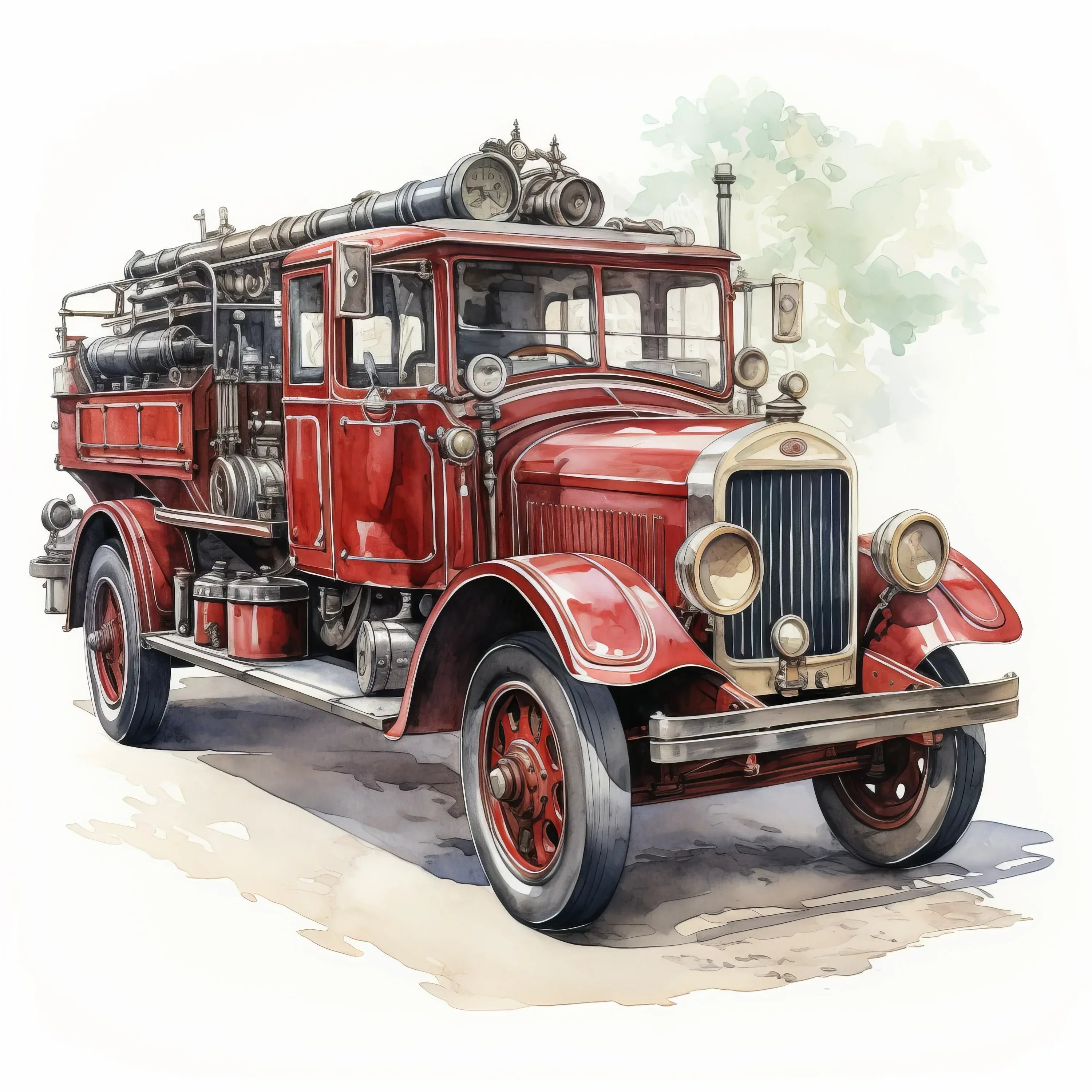 Wandbild Feuerwehr Fahrzeug historisch Kunstdruck auf Leinwand direkt zum Aufhängen | Wandbild Galerie