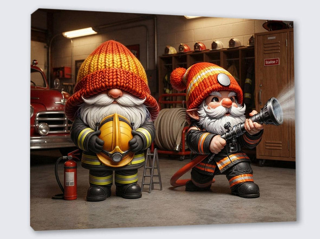 Zwei Feuerwehr Wichtel in der Feuerwache Kinderzimmer Kunstdruck auf Leinwand Nr. 4