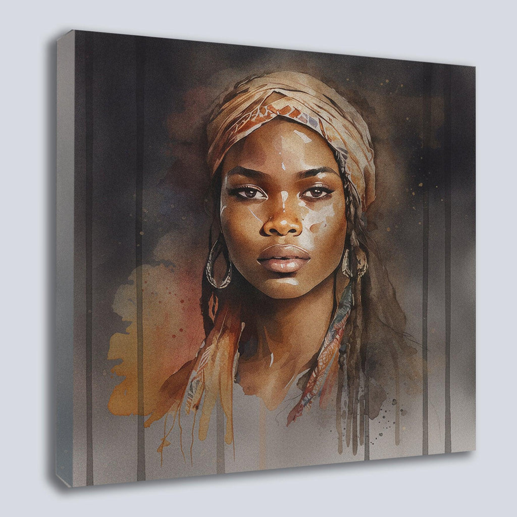 Afrikanerin Portrait mit Kopftuch und Creolen