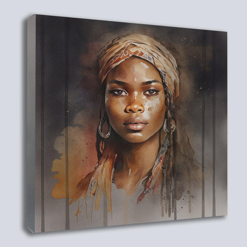 Afrikanerin Portrait mit Kopftuch und Creolen