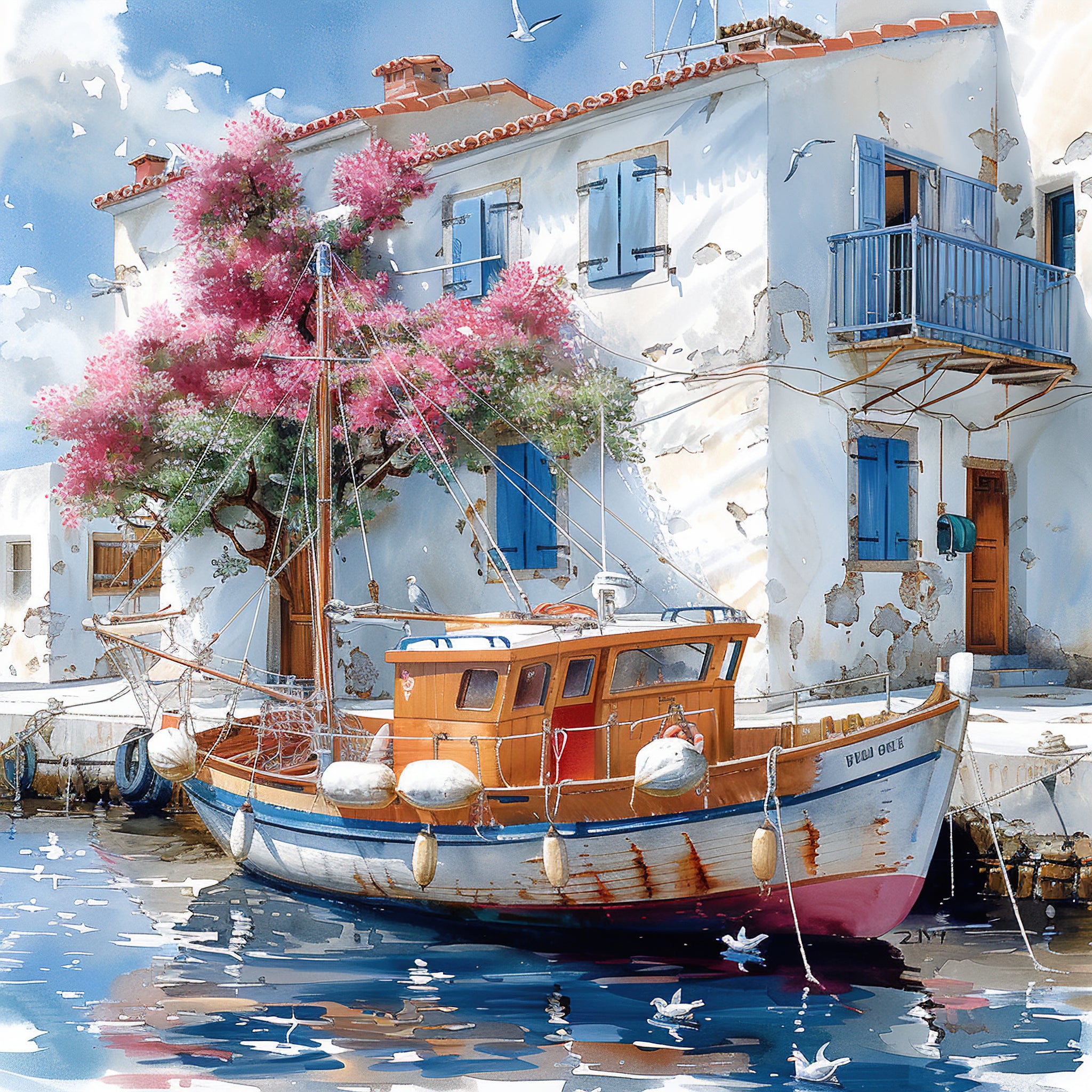 Mediterrane Küste 17 Landschaft Wandbild  Kunstdruck auf Leinwand