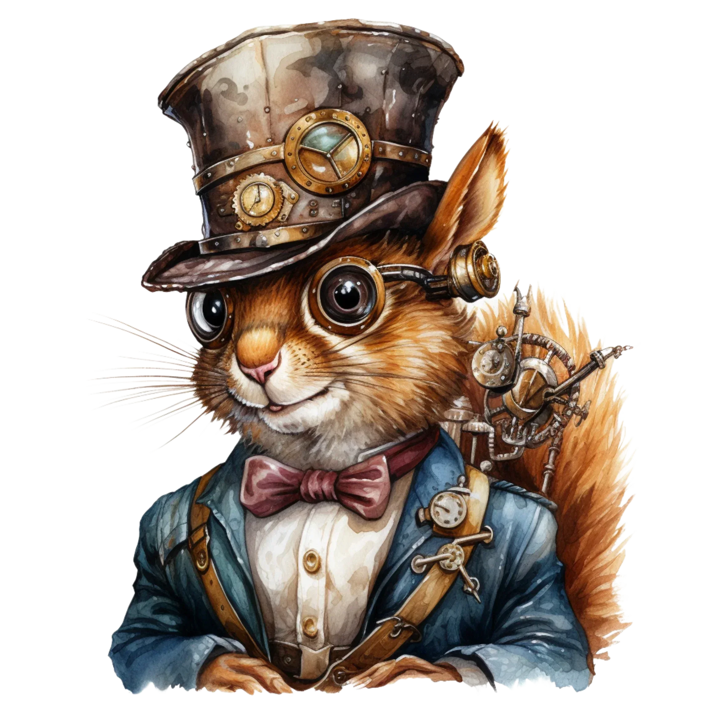 Wandbild Eichhörnchen Steampunk 2 Kunstdruck auf Leinwand direkt zum Aufhängen | Wandbild Galerie