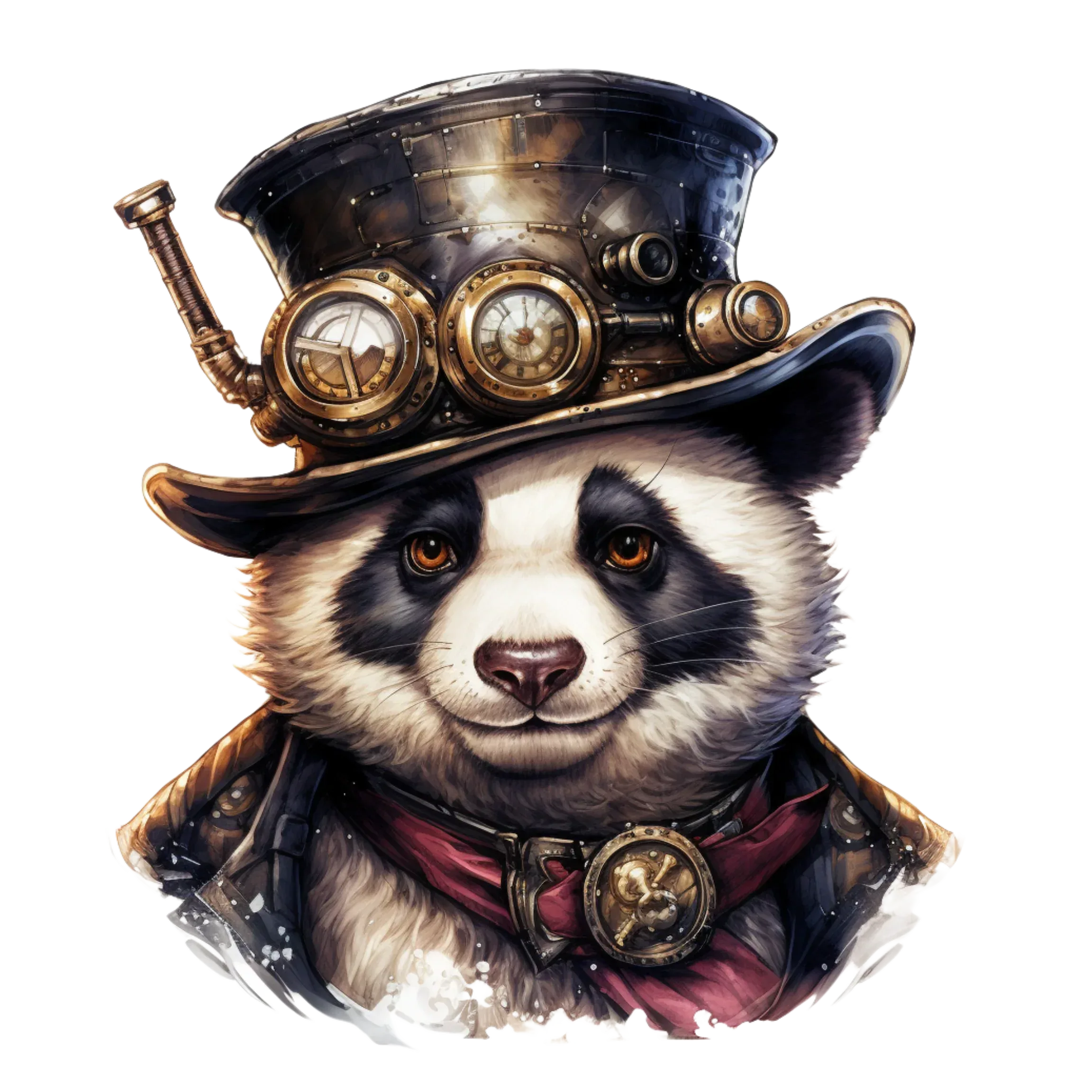 Wandbild Panda 2 Steampunk Kunstdruck auf Leinwand direkt zum Aufhängen | Wandbild Galerie