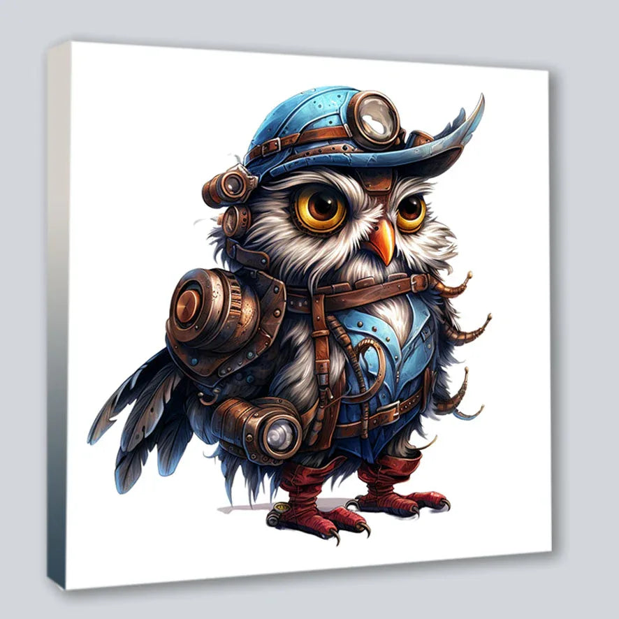 Wandbild Eule 17 Steampunk Kunstdruck auf Leinwand | Wandbild Galerie