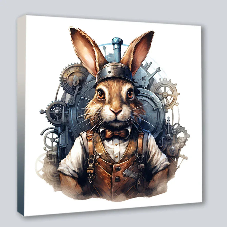 Wandbild Hase 17 Steampunk Stil Kunstdruck auf Leinwand | Wandbild Galerie