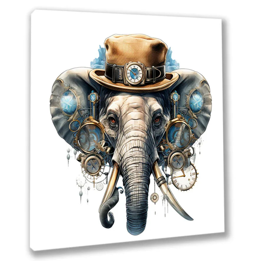 Wandbild Elefant 17 Steampunk Kunstdruck auf Leinwand direkt zum Aufhängen | Wandbild Galerie