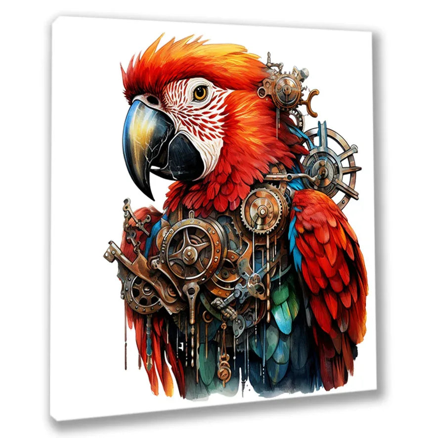 Wandbild Papagei Steampunk 17 Kunstdruck auf Leinwand direkt zum Aufhängen | Wandbild Galerie