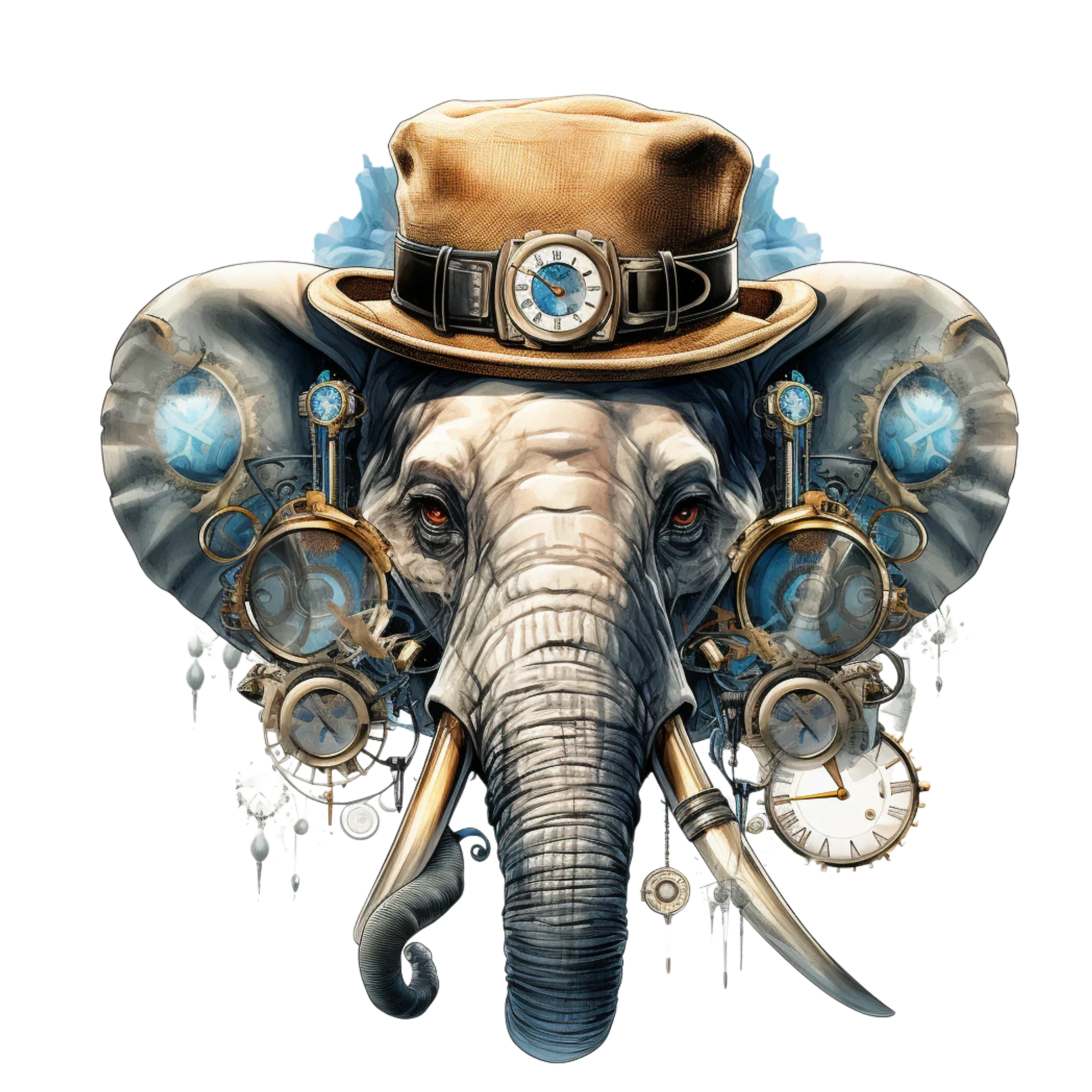 Wandbild Elefant Steampunk 2 Kunstdruck auf Leinwand direkt zum Aufhängen | Wandbild Galerie