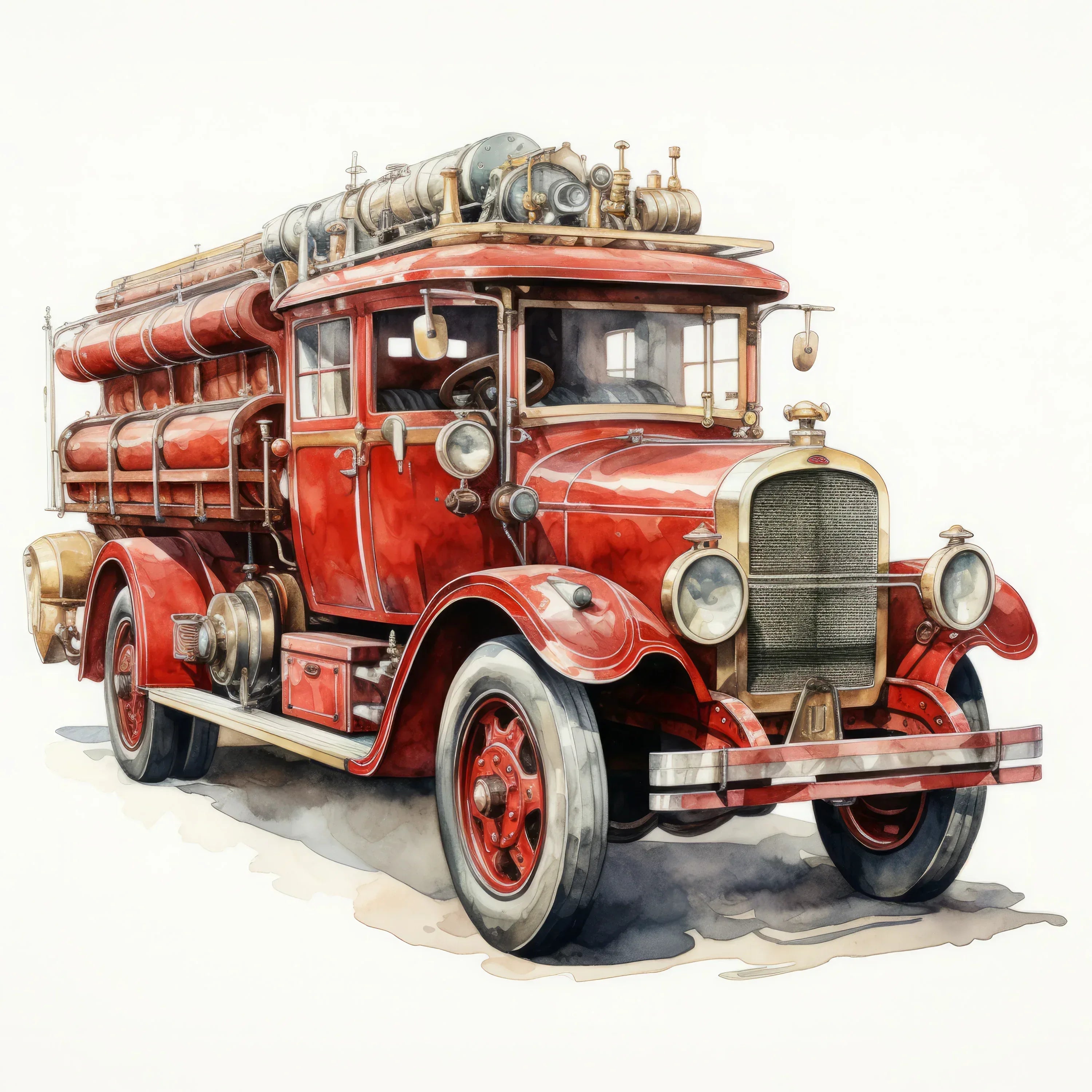 Wandbild Feuerwehr Fahrzeug historisch Kunstdruck auf Leinwand direkt zum Aufhängen | Wandbild Galerie