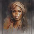 Afrikanerin Portrait mit Kopftuch und Creolen