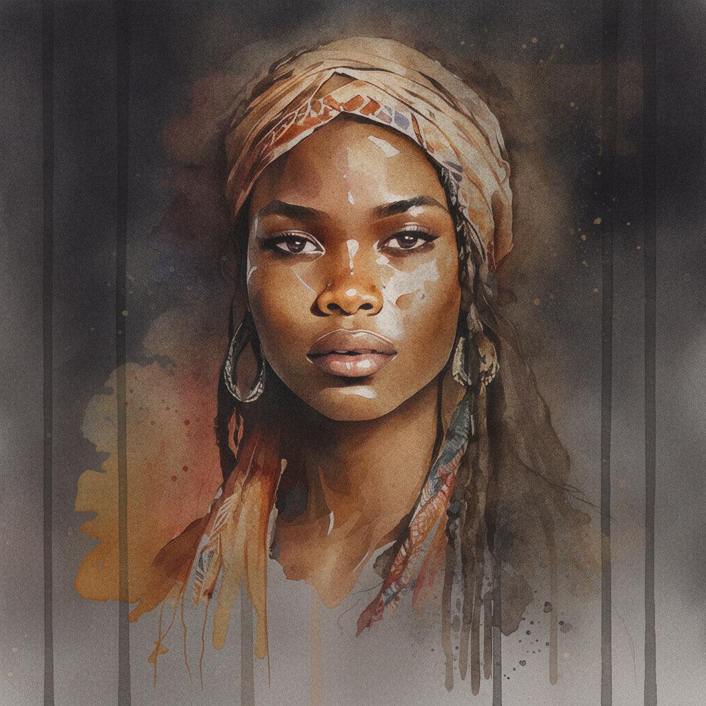 Afrikanerin Portrait mit Kopftuch und Creolen