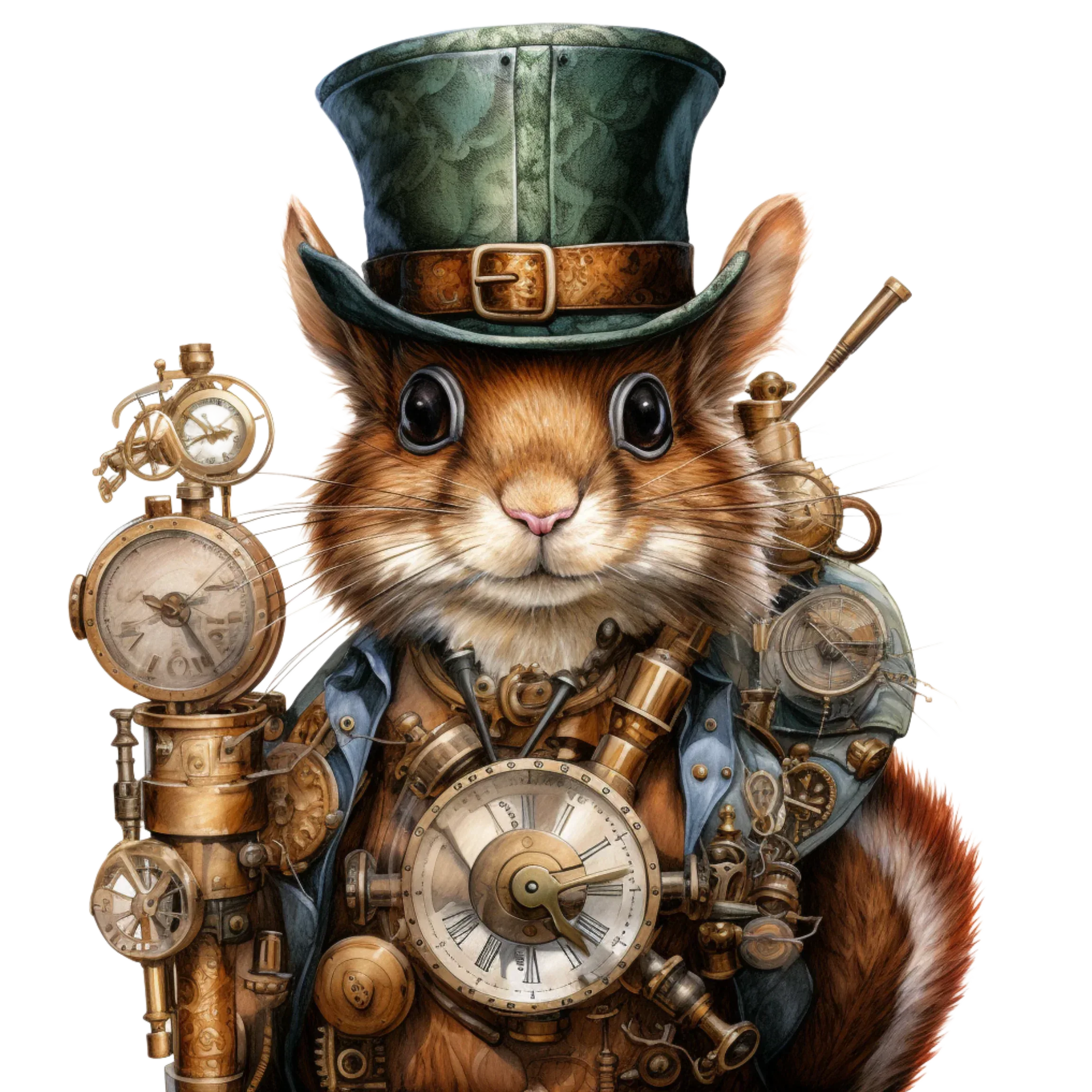 Wandbild Eichhörnchen Steampunk 2 Kunstdruck auf Leinwand direkt zum Aufhängen | Wandbild Galerie