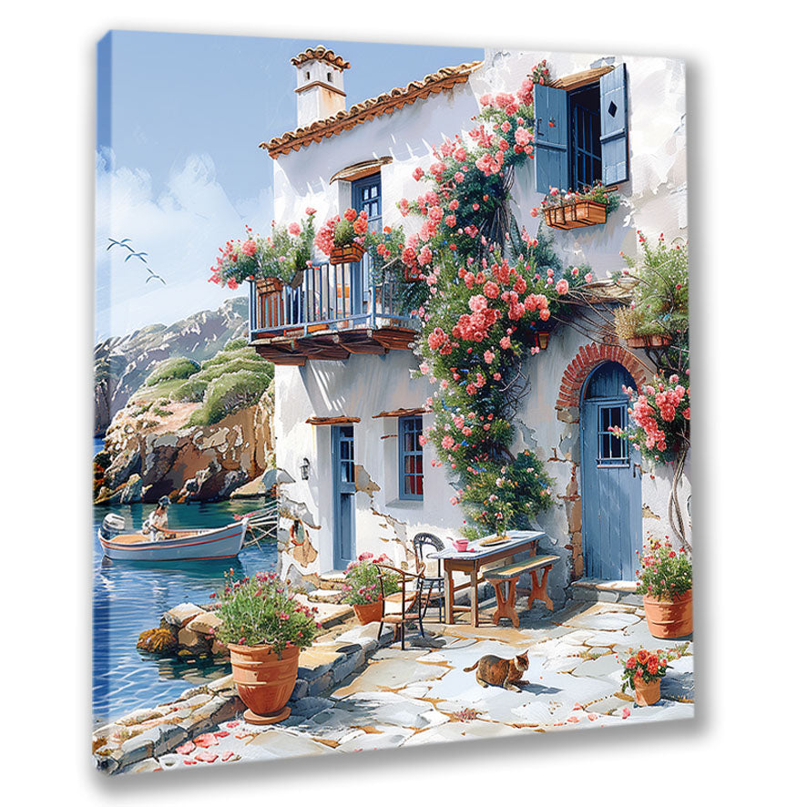 Mediterrane Küste 18 Landschaft Wandbild  Kunstdruck auf Leinwand