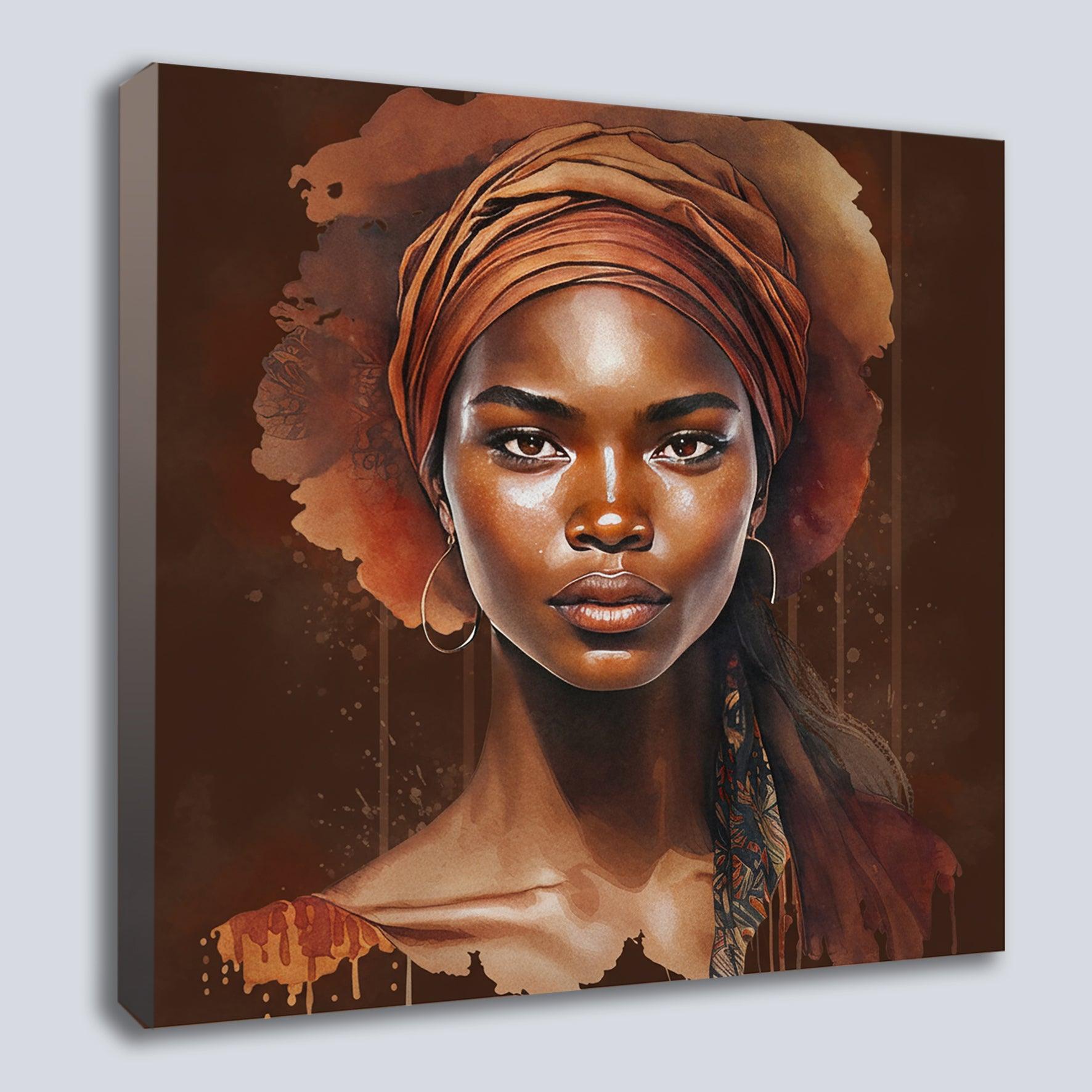 Afrikanerin Portrait mit Turban und Goldcreolen