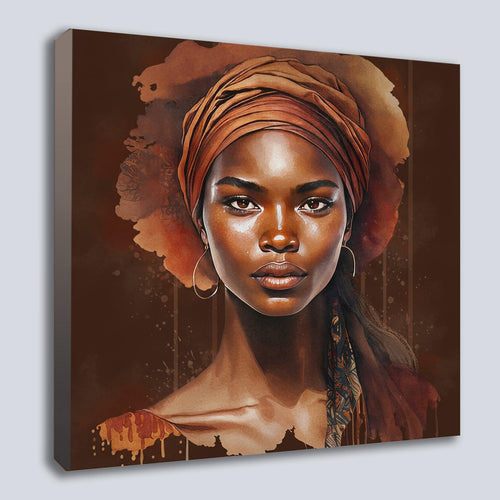 Afrikanerin Portrait mit Turban und Goldcreolen