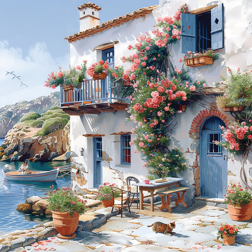 Mediterrane Küste 18 Landschaft Wandbild  Kunstdruck auf Leinwand