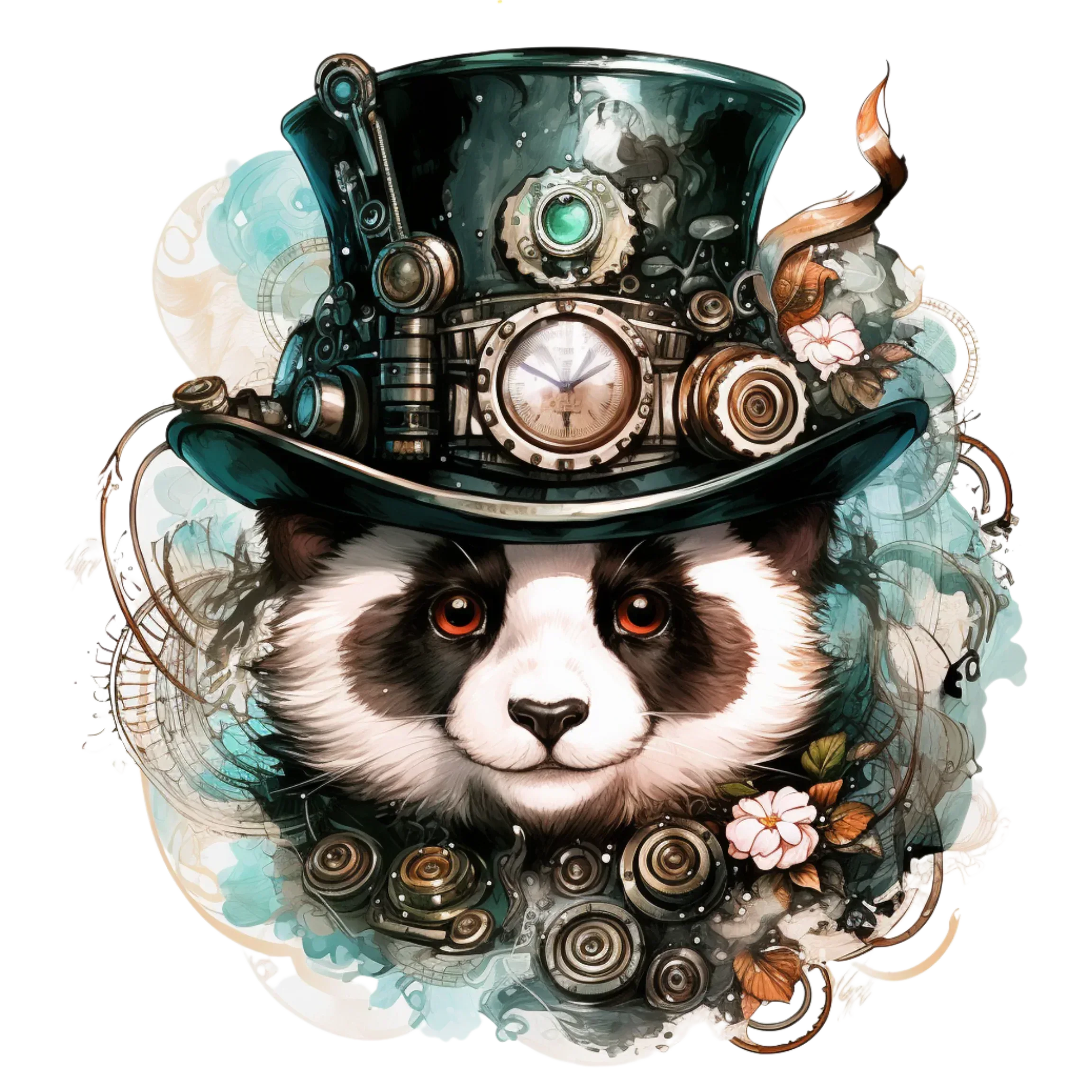 Wandbild Panda 2 Steampunk Kunstdruck auf Leinwand direkt zum Aufhängen | Wandbild Galerie