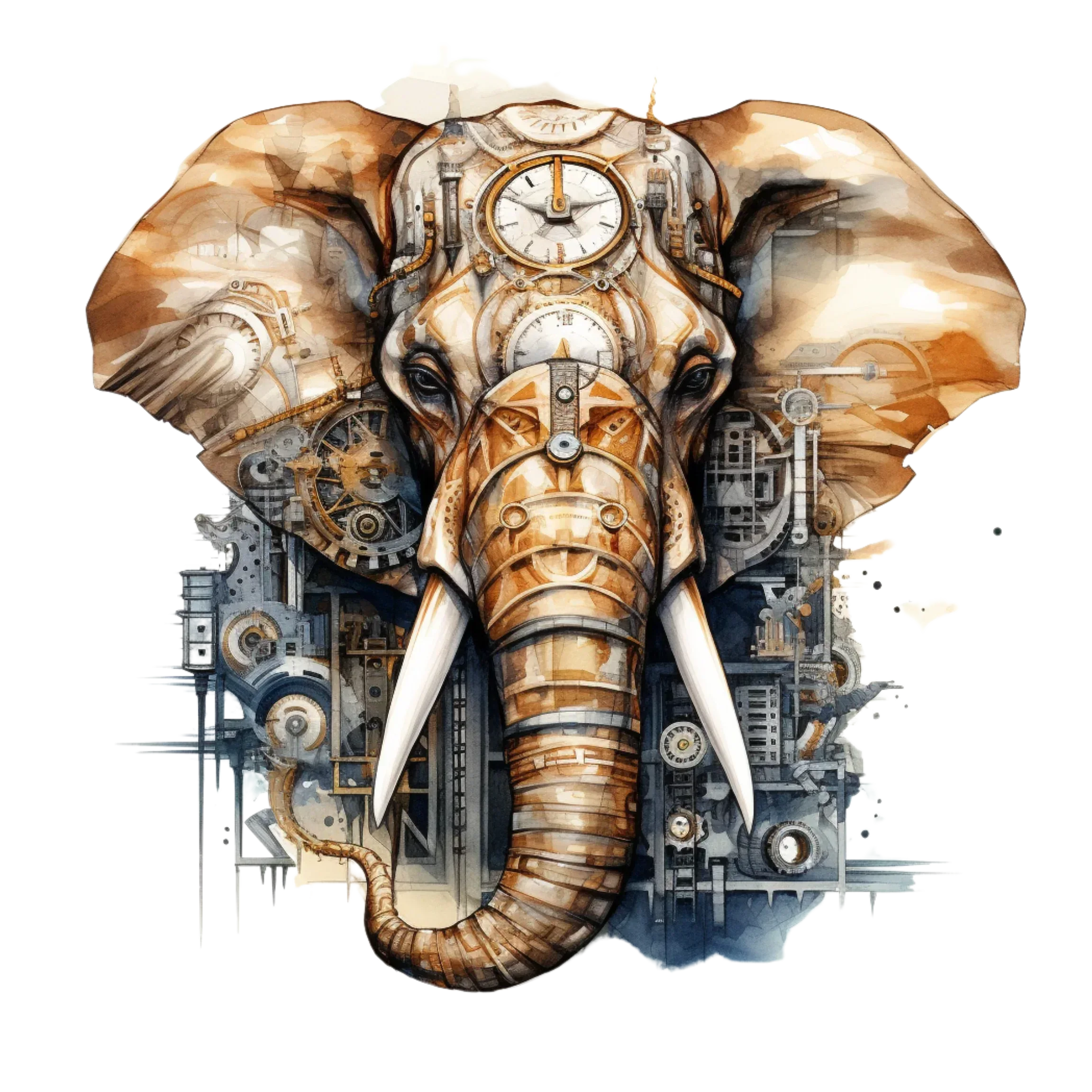 Wandbild Elefant Steampunk 2 Kunstdruck auf Leinwand direkt zum Aufhängen | Wandbild Galerie