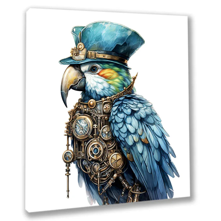 Wandbild Papagei Steampunk 18 Kunstdruck auf Leinwand direkt zum Aufhängen | Wandbild Galerie