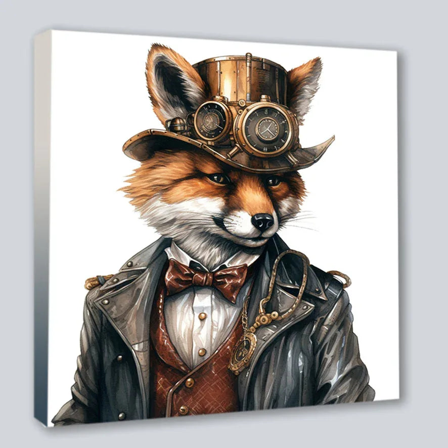 Wandbild Fuchs Reineke 18 Steampunk Kunstdruck auf Leinwand | Wandbild Galerie