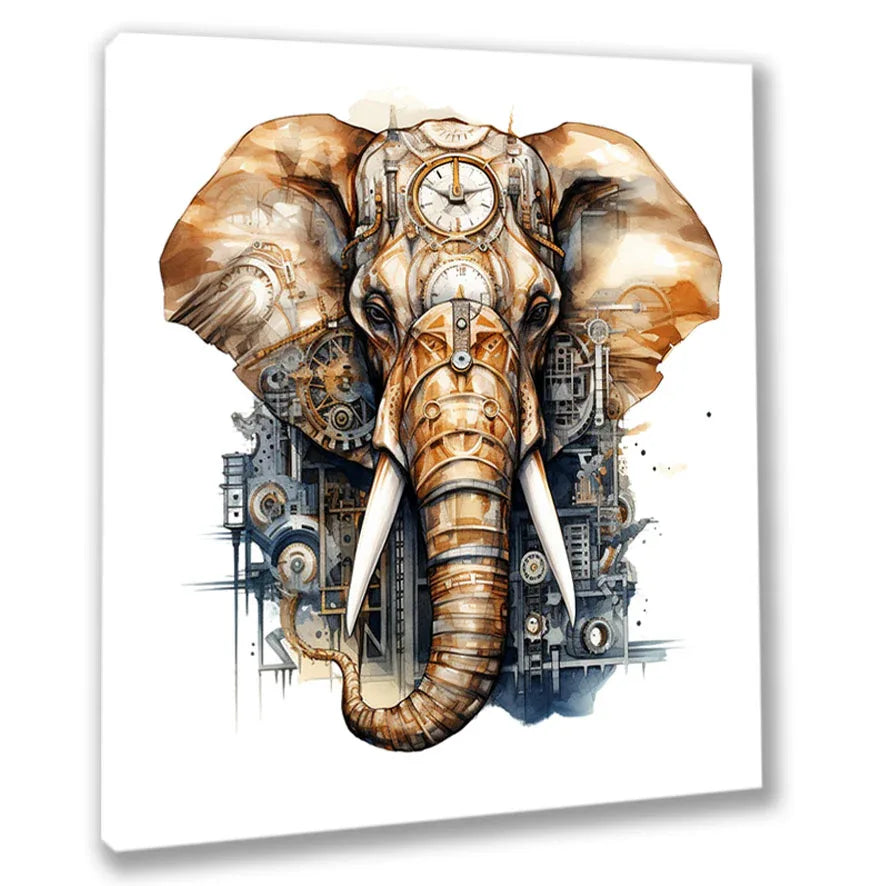 Wandbild Elefant 18 Steampunk Kunstdruck auf Leinwand direkt zum Aufhängen | Wandbild Galerie