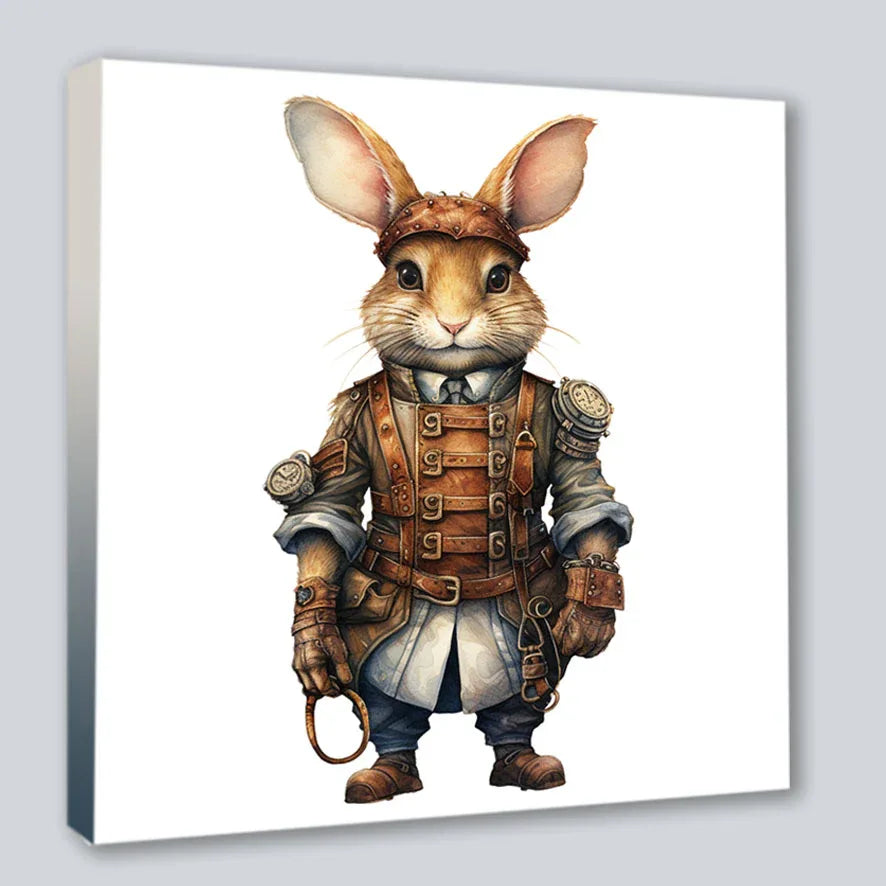 Wandbild Hase 18 Steampunk Stil Kunstdruck auf Leinwand | Wandbild Galerie
