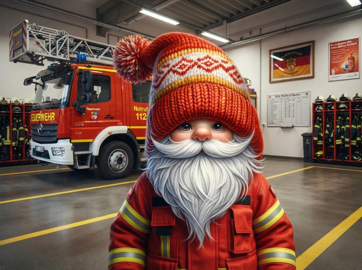 Feuerwehr Wichtel vor dem Feuerwehrauto Kunstdruck auf Leinwand Nr. 5