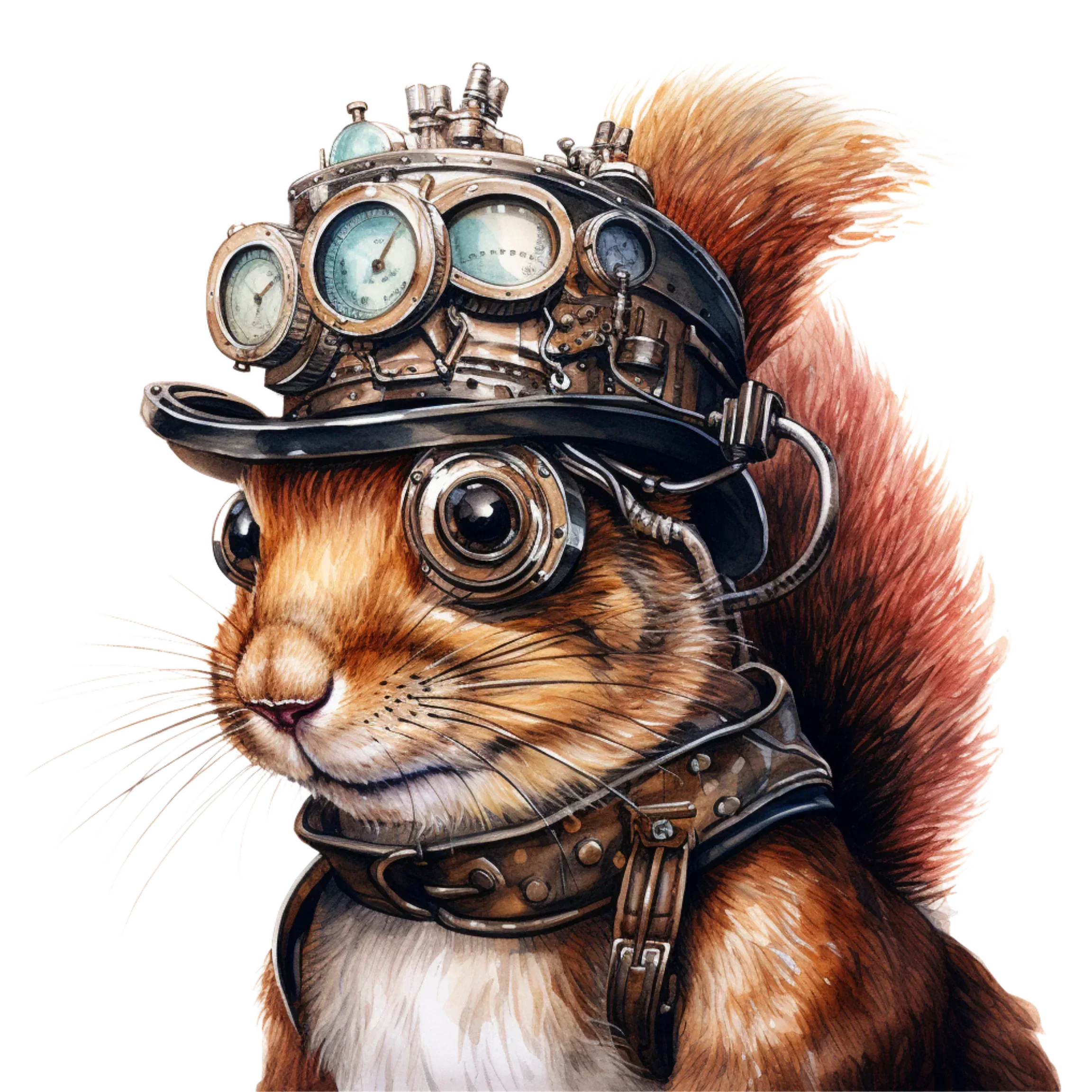 Wandbild Eichhörnchen Steampunk 2 Kunstdruck auf Leinwand direkt zum Aufhängen | Wandbild Galerie