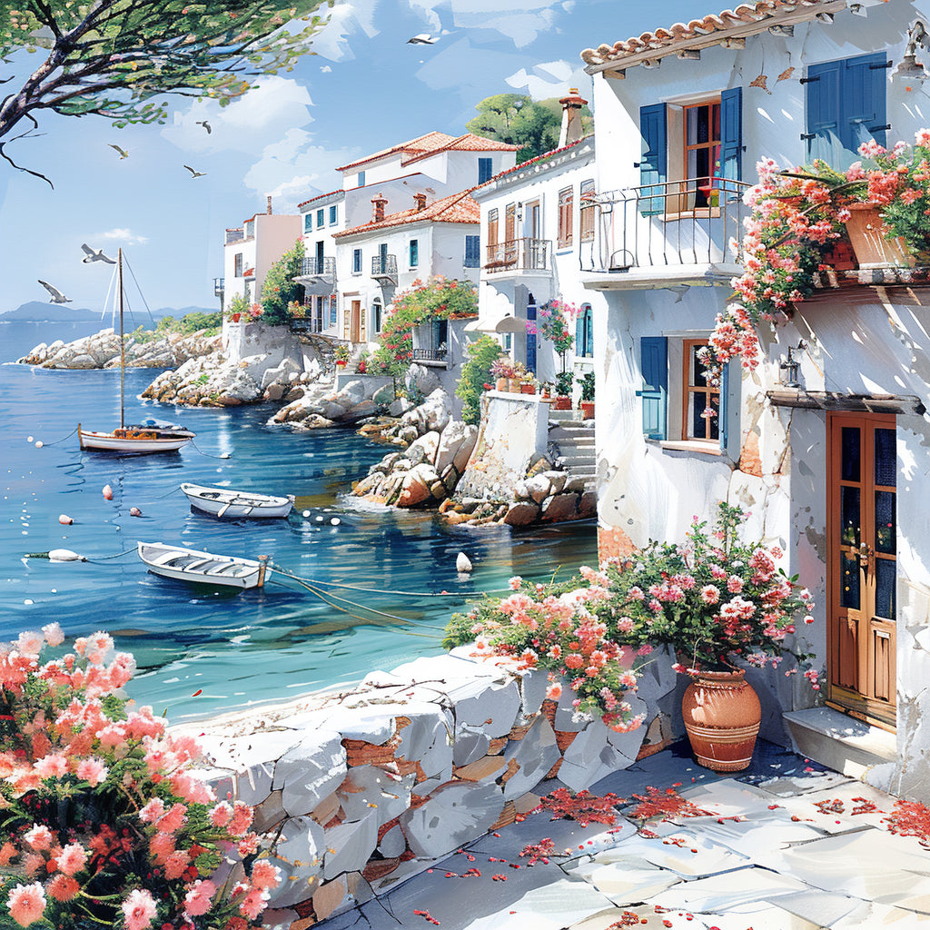 Mediterrane Küste 19 Landschaft Wandbild  Kunstdruck auf Leinwand