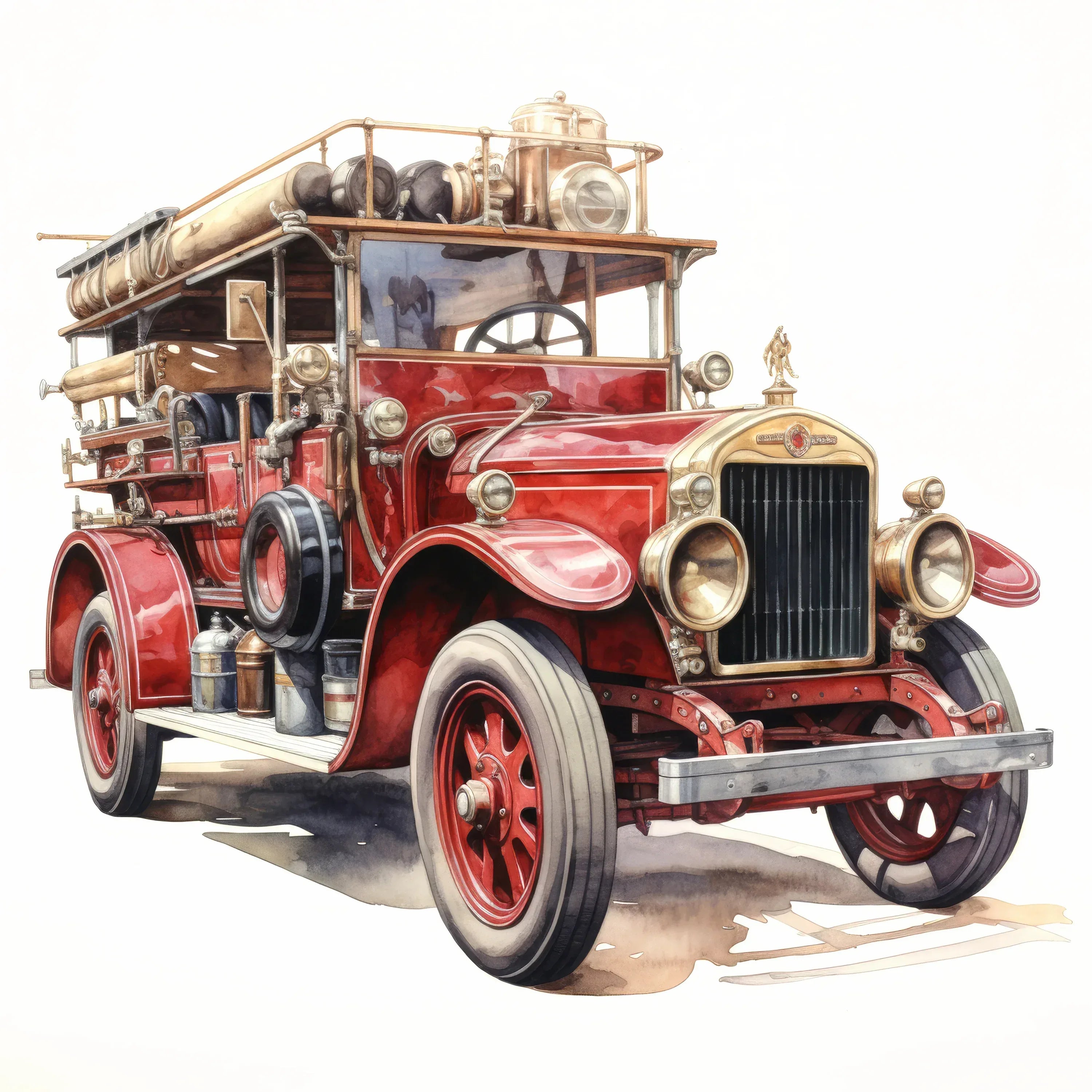 Wandbild Feuerwehr Fahrzeug historisch Kunstdruck auf Leinwand direkt zum Aufhängen | Wandbild Galerie