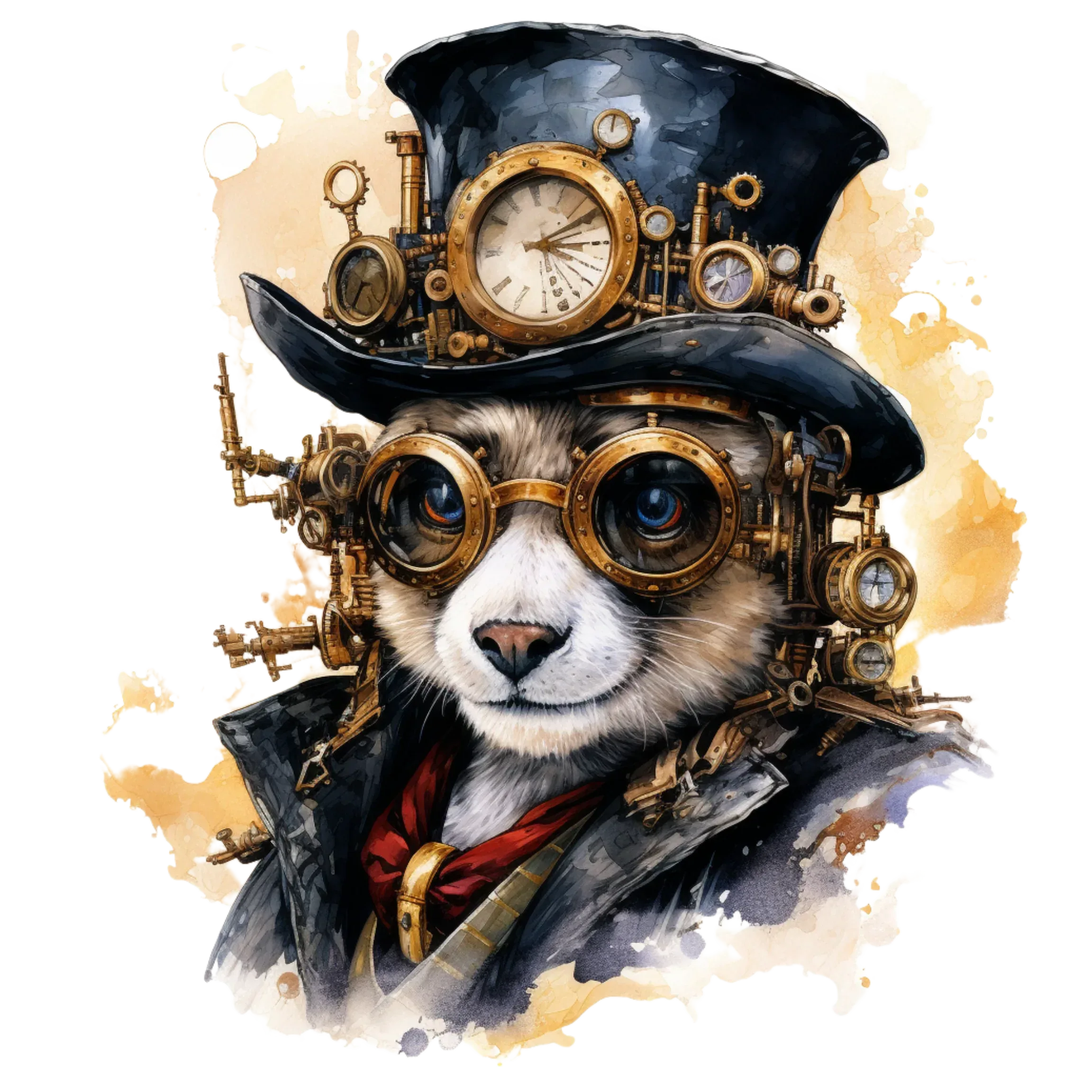 Wandbild Panda 2 Steampunk Kunstdruck auf Leinwand direkt zum Aufhängen | Wandbild Galerie