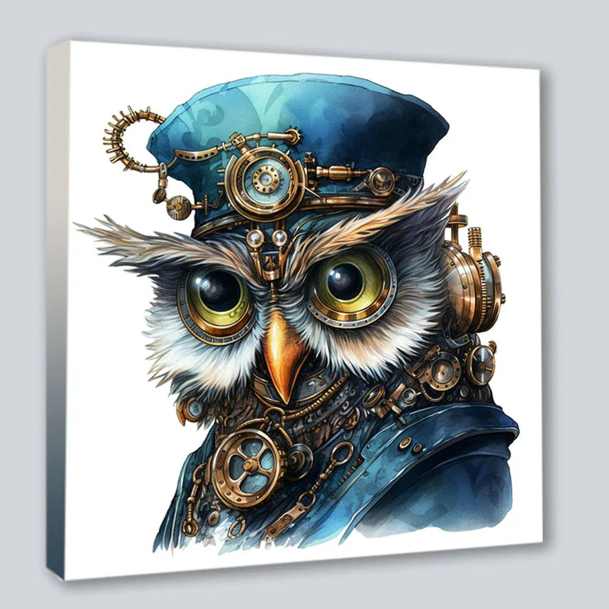 Wandbild Eule 19 Steampunk Kunstdruck auf Leinwand | Wandbild Galerie