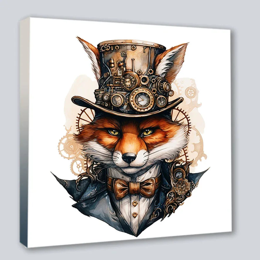 Wandbild Fuchs Reineke 19 Steampunk Kunstdruck auf Leinwand | Wandbild Galerie