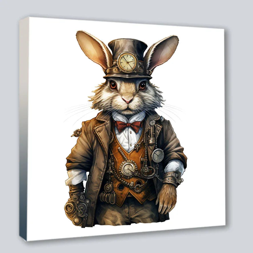 Wandbild Hase 19 Steampunk Stil Kunstdruck auf Leinwand | Wandbild Galerie