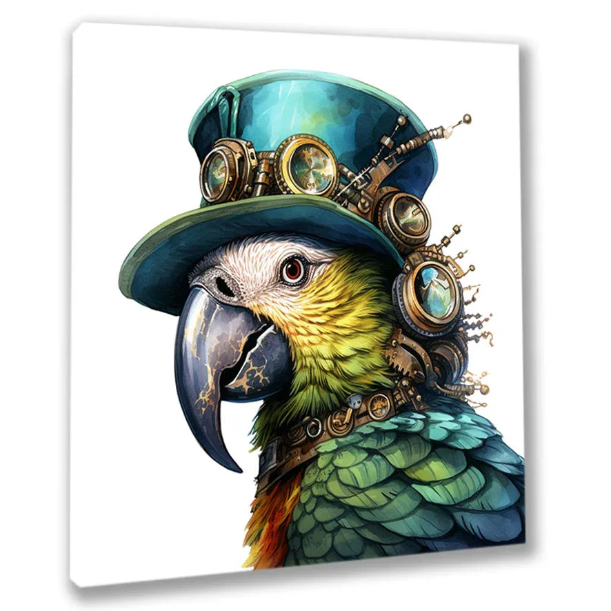 Wandbild Papagei Steampunk 19 Kunstdruck auf Leinwand direkt zum Aufhängen | Wandbild Galerie